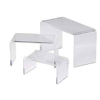 特注アクリルディスプレイスタンド Amazon｜3個 セットA 透明 展示台 アクリル コの字 クリアー