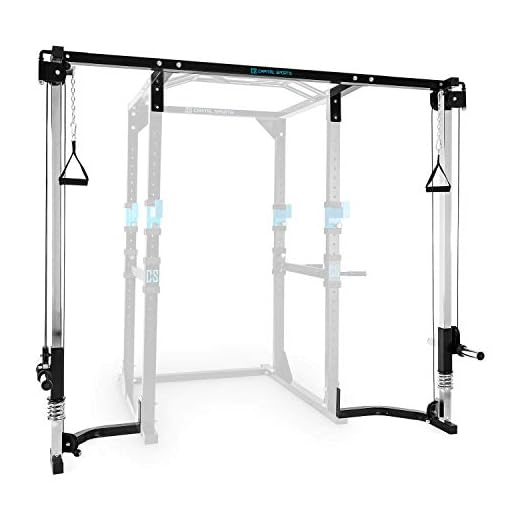 capital sports amazor CAPITAL SPORTS CA Tremendour - Jaula musculacion, Power Rack con Estructura de Acero, Dominadas Torre con Mangos con Relleno de Espuma, para Pesas con Orificio de 30 mm, hasta 100 kg, Blanco