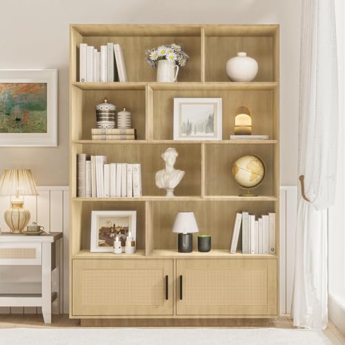 GAOMON 65.4" in Tall Boho Bookshelf with 5 Tier Bookshelf