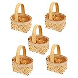 BESTOYARD 5 Stück Miniaturisierte Geflochtene Körbe mit Griffen Teiliges für Süßigkeiten Blumen Hochzeiten und Partys für Geschenken und Dekoration Handgefertigt
