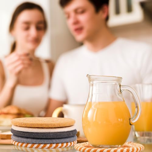 Coasters Set of 4 for Drinks, Cotton Woven 4 Colors Absorbent Boho Coasters for Home Decor Cups - Hot or Cold Drink Thickened (Dark Gray)