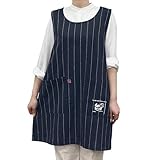 [SINCE1953 TRENDY] エプロン プレゼント 人気 レディース 大きいサイズ 2L-3L ノーアイロンOK シワ防止 速乾 脇釦 かぶるだけ 大容量ポケット おしゃれ かわいい キッチン 料理用 作業用 保育士 介護士 66044-3 (ピンストライプ)