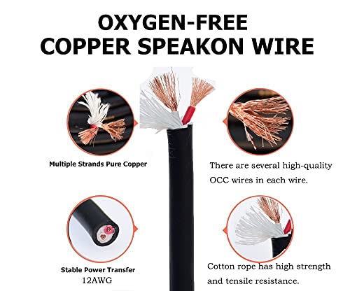 speak on 2pack pro speakon to speakon male speaker gauge wire lock cable pair 15 awg professional audio cabl cord with port connector for para bocina de dj stage power amplifier 2 conductor 50ft