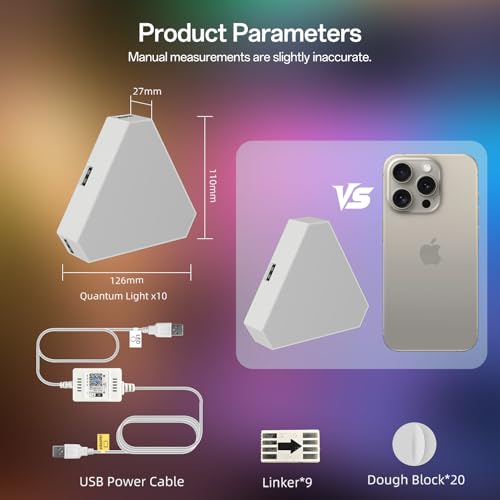 10pcs Led Gaming Panels, LED Smart Wandleuchte Wifi RGB con IC Musik Sync Wandbeleuchtung Triángulos, App Steuerung funktioniert mit Alexa Google Zimmer und Gaming Deko - imagen 2