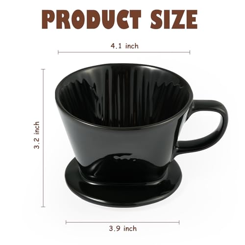 Image of Pour Over Coffee Dripper, Ceramic Pour Over Coffee Maker, Black
