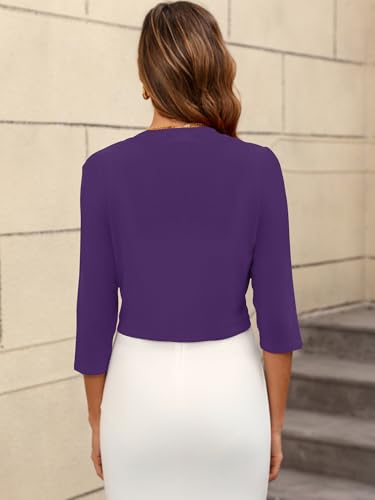 Image of Women's Long Sleeve Shrugs Lightweight Open Front Cropped Cardigan for Women S-2XL