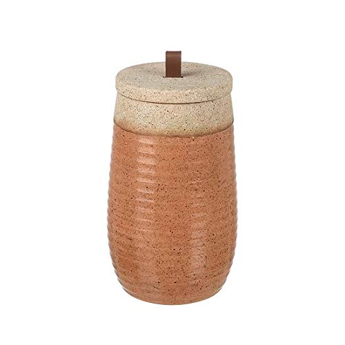 Earthenware Jar With Lid Brick Colour Tall 26 cm by Parlane