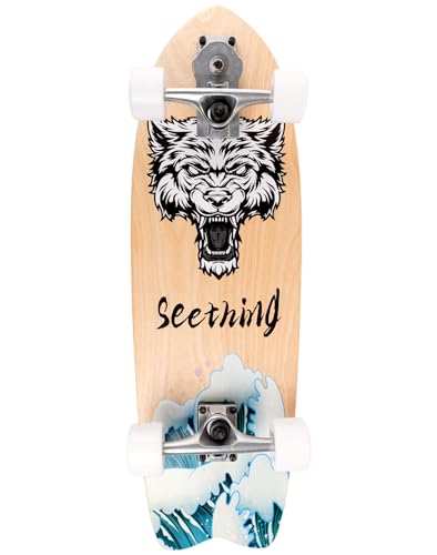 Surfskate Surf Lion theLongboarder: Surf Skate - Carving, Bombeo y Diversión en Las Calles - Tabla 29'x10' (75 x 25 cm), Ejes S7, Ruedas 65x43mm 78A, ABEC-5 - Completo y Listo para Usar