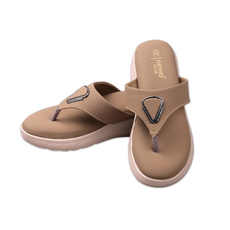 Image of ORTHO CLUB Women's Orthopedic Comfort Sandals - Soft Cushion Footbed, Anti-Slip Sole, Stylish Toe-Ring Design - Lightweight Sandals for Women & Girls