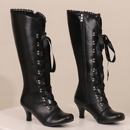 Roimaash Women's Knee-High Boots Vintage Victorian Boots Mid High2