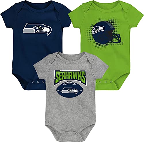 Image of Outerstuff NFL Newborn Infants Game On 3 Piece Primary Logo Creeper Bodysuit Romper Set