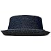 Men's Everyday Cotton All Season Porkpie Boater Derby Fedora Sun Hat (L/XL, Denim Blue)