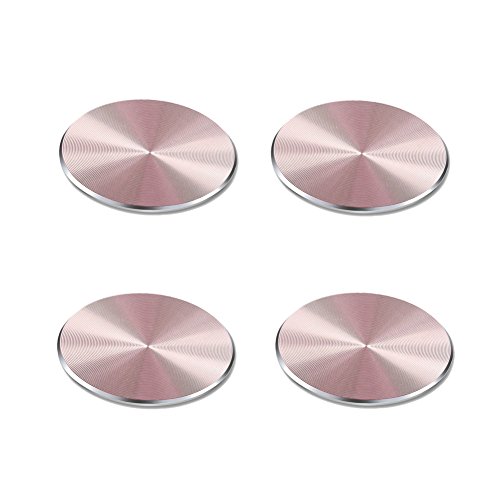 YIANERM 32x32MM Circular Car Mount Metal Plate For All Magnetic Car Mount Cellphone Holder Pack of 4 (4 Pack-Rose Gold)