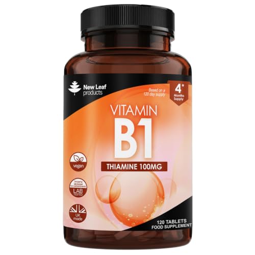 Vitamin B1 Thiamine Supplement 100mg (4 Months Value Supply) Thiamine Vitamin B1 High Strength Heart Health Healthy Nervous System Immune Health Energy Release Vegan Gluten-Free UK 120 Tablets