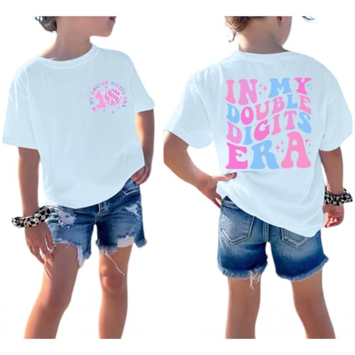 Image of Pairxily in My Double Digits Era Shirt for Girls 10th Cute 10 Year Old Girl Happy Birthday Shirts Gifts Short Sleeve Tops