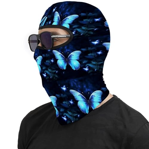 Balaclava para Hombres y Mujeres Azul con Estampado de Mariposa, Mascarilla de Moto, Máscara Facial Completa para Cabeza, Gorro Calentador para el Cuello miniatura 4