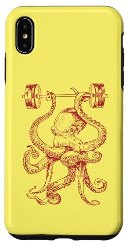 タコ ウェイトリフティング バーベル 面白い フィットネス ジム ワークアウト スマホケース iPhone XS Max 用