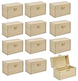 BUSDUGA Schatzkisten / Schatzkästchen aus Holz, zum bemalen und basteln (12 Schatzkisten)