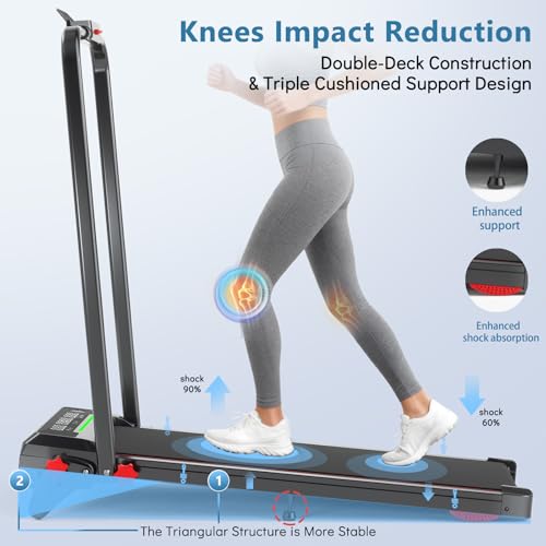 Image of Walking Pad Treadmill with Incline 8% & Decline -1.5% 4 Level, Under Desk Treadmill for Home, 2.5HP Quiet BLDC EvoDrive Portable Walking Pad with Remote Control, Led Display