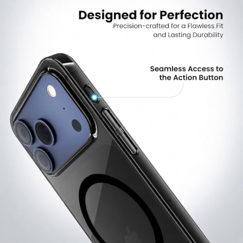 Image of Elzzi Anti Scratch Semi Translucent Cover for iPhone 17 Pro Max Case, Premium PC + TPU Magnetic Phone Cases Drop Proof,Compatible with Magsafe Slim Never Yellowing Shockproof - Grey