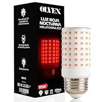 OLVEX Luz Roja Nocturna Melatonina E27 - Bombillas Led E27 Luz Calida - Bombilla Led para Dormir - Tecnología Flicker Free + 0% Luz Azul - Mejora del Ritmo de Descanso e Ideal para Leer.