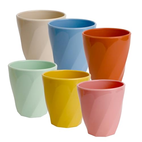 QLFJ-FurDec 6 PCS Plastic Drinking Glasses, Unbreakable Reusable Cups Set