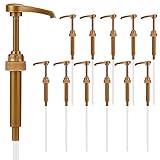 12 Pack Skinny Syrup Pump, Coffee Syrup Pump Dispenser, Fits 750ml/ 25.4 Oz Coffee Syrup Bottles, Detachable Syrup Dispenser for Coffee Bar, Syrup Dispenser for Drinks, Cocktails (Gold)