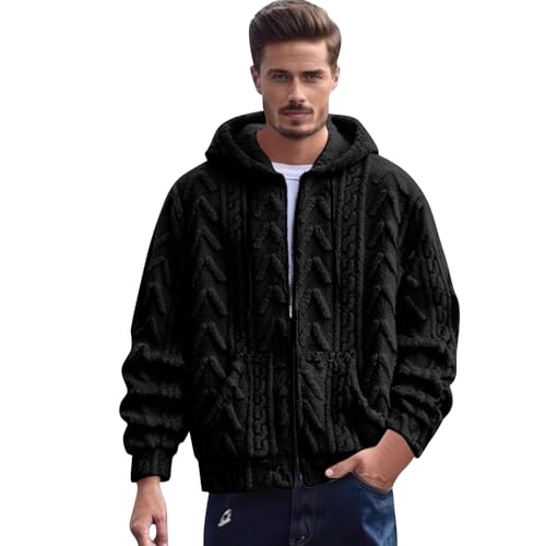 Mens Winter Jacket Thicken Hunting Warm Sherpa Big and Tall Zip Up Vintage Plush Long Sleeve Fleece Lined Outerwear