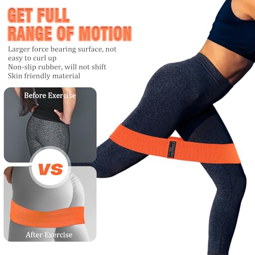 Image of 12 Pcs Fabric Resistance Bands for Working Out Non-Slip Booty Exercise Loop Bands for Women Men Glutes Hip Thigh Butt Yoga Pilates Fitness Gym, Light Medium Heavy
