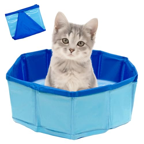 Hundepool Klein 30x10cm Faltbar, Tragbare Hundebadewanne aus PVC für Kleine Hunde, Kompaktes Planschbecken für Garten Terrasse Reisen oder Outdoor Nutzung