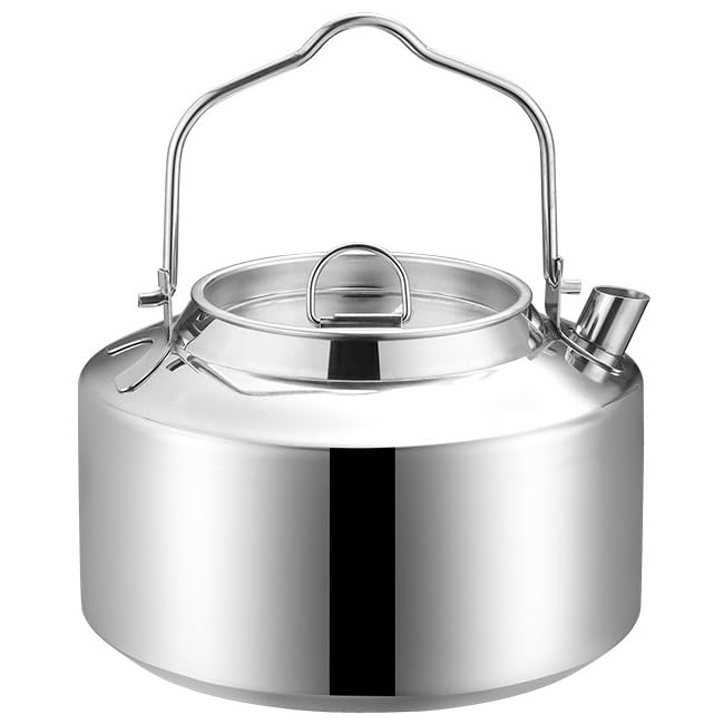 Bouilloire camping portable en acier inoxydable à grande capacité pour voyage