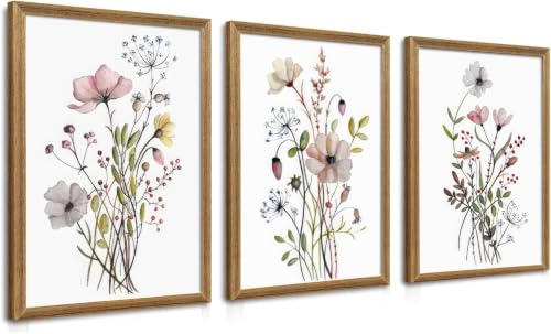 Tableau fleur lianyibo pour habiller un mur vide avec 3 toiles botaniques prêtes à suspendre