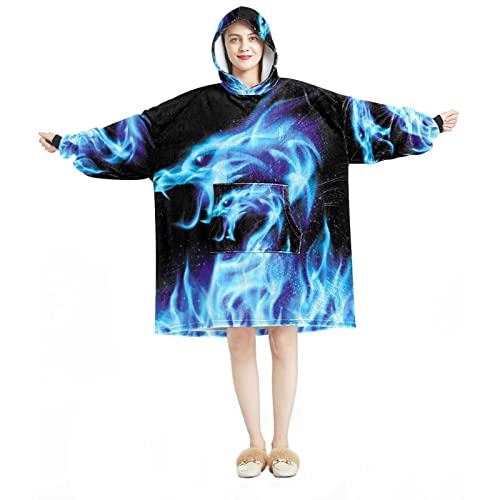 Sweat à capuche surdimensionné dragon bleu feu, le cadeau idéal pour adultes