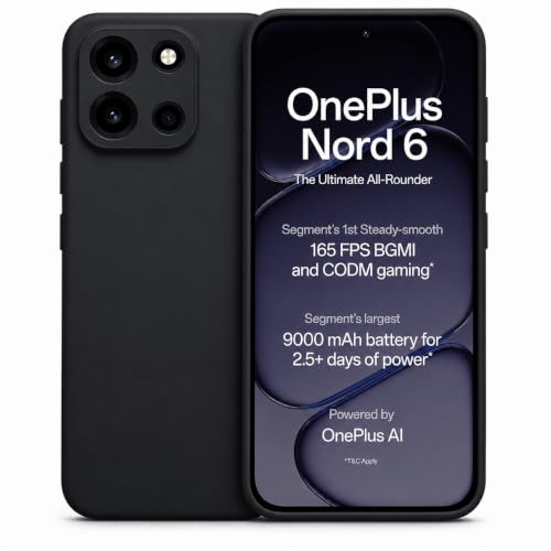 Image of FIRST MART Silicone Back Cover for OnePlus Nord 6 | Matte Black Anti-Slip Grip Case, Scratch Resistant, Slim Fit | Pack of 1