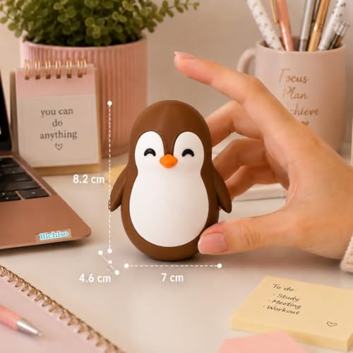 Image of Roly Poly Penguin Wobbler | Cute Self-Righting Penguin Desk Toy | Stress Relief Fidget Toy | Mini Penguin Collectible | Office Desk Decor & Gift (Chestnut Brown, 1 pc)
