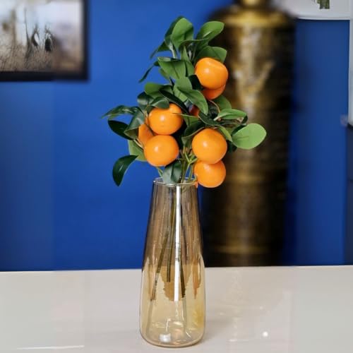 Image of SATYAM KRAFT 3 Pcs Artificial Flower Orange Plant Stick, Elevate Your Decor with Orange Branches Lifelike Tree Plants for Vase Display in Home, Garden, Office, Living Room