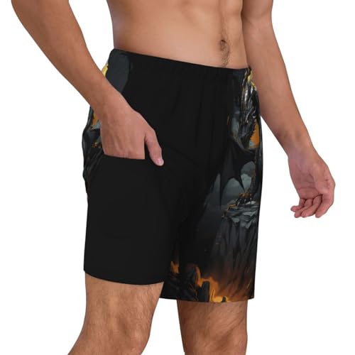 Full Moon Black Dragon Funny Men's Swim Trunks Board Shorts Quick Dry-2