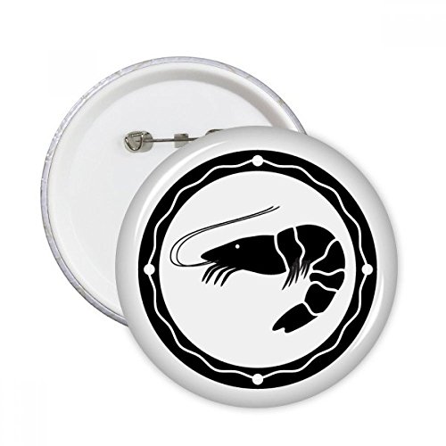 Badge rond illustration crevette noire XL pour décoration de vêtements