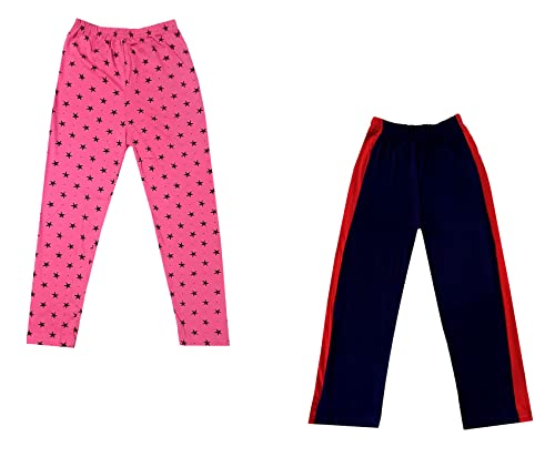 Image of IndiWeaves Boys and Girls Cotton Solid and Printed Pyjama /Pant /Trackpants [Pack of 2] Multicolor87