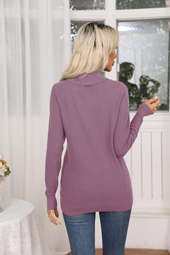 Image of Zeagoo Womens Sweaters Fall Fashion 2025 Long Sleeve Tops V Neck Business Casual Collared Knit Tunic Pullover Outfits