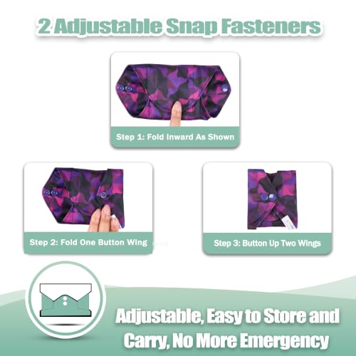 Image of wegreeco Charcoal Reusable Menstrual Pads - Reusable Sanitary Pads | Reusable Panty Liners | Soft Cloth Menstrual - 6 Pack with 1 Cloth Mini Wet Bag (Abstract Geometrical Purple, Medium)