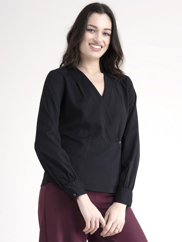 Image of FableStreet V Neck Wrap Top - Black