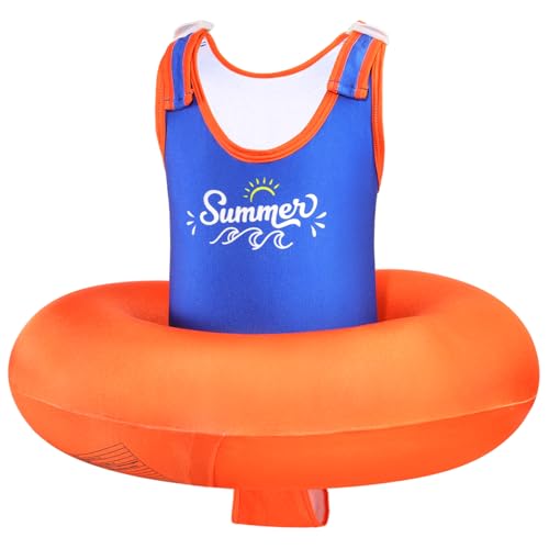 HeySplash Toddler Swim Vest for Age 3-6, Swim Trainer Vests with Adjustable Strap fit for Boys Girls 29-55lbs, Floating Tubes, Children Swimsuit Beginner Learn to Swim Pool Floaties, Orange + Blue