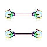 OUFER 14G Nipple Rings Dragon Claw with Natural Stone Nipple Piercing Jewelry 316L Stainless Steel Nipple for Women