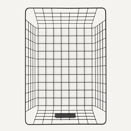 Amazon Basics Wire Storage Baskets for Organizing, Powder-Coated, Rust Resistant with Identification Cards, Black, Pack of 6 view 4