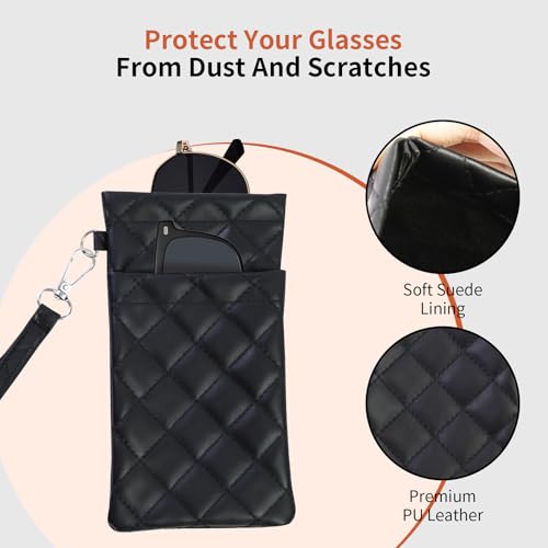 Image of Double Eyeglass Case Soft Dual Glasses Case for Women Men Travel Squeeze Top Sunglasses Cases Eyeglasses Pouch
