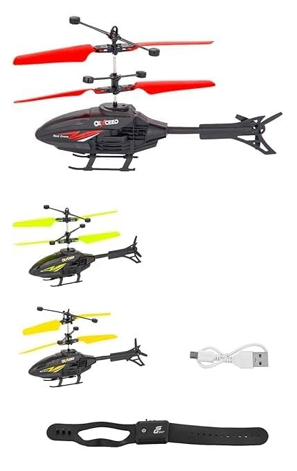 MOFNOS Flying Helicopter with Hand Induction Watch | Electronic Radio RC Remote Control Toy | Charging Helicopter with 3D Light & Safety Sensor for Kids Age 6+ Years I Black Colour (Heli Watch) (B0DGXC8WK1) Amazon Price History, Amazon Price Tracker