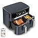 Tefal XXL Dual Easy Fry 11L Air Fryer, Dual Drawer, No Oil, Extra Crisp, Roast, Bake, Reheat, Dehydrate, 7 Pre-set Programs, Dishwasher Safe, 8+ Portions, Java-Grey, EY942BG0