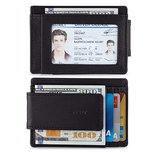 Premium Leather Magnetic Money Clip Card Wallet For Men, RFID Mens Wallet, Black2