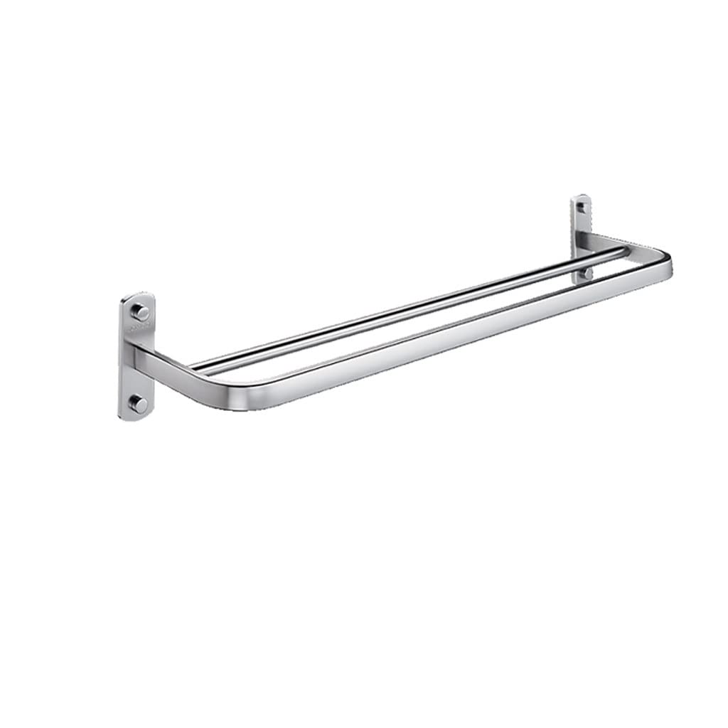 Porte-serviettes double en aluminium argenté pour optimiser votre espace de bain